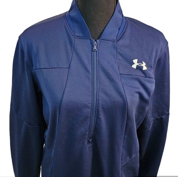 Under Armour Loose Coldgear Zip Blue Jacket 95% Polyester 5% Elastane Size M - Picture 5 of 8